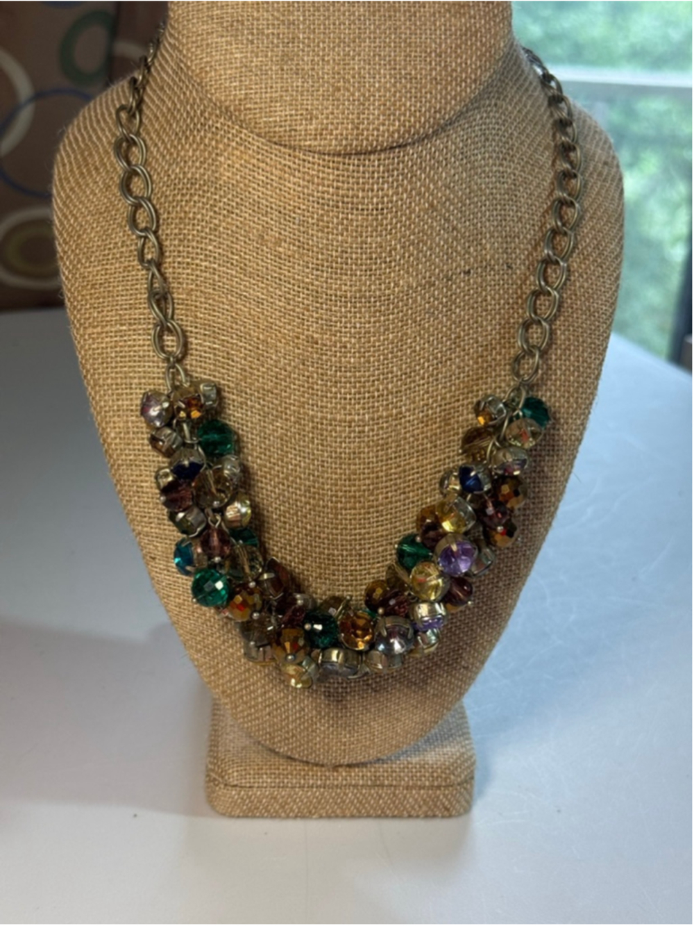 Vintage Y2K LOFT Multicolor Bead Cluster Necklace